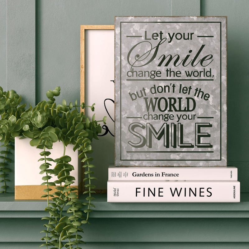 Barnyard Designs Metal Box Sign Motivational Desk Decor, Inspirational Office Decorations for Women, Cute Bathroom or Shelf DÃ©cor (Smile) - Image 3